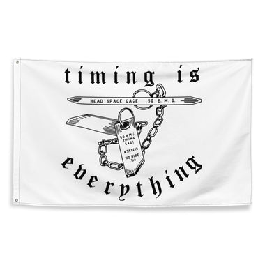 Timing is Everything Flag — Syanide & Sabotage, Tactical Streetwear & Veteran Tattoo Lifestyle Apparel | Custom Graphic Image 1