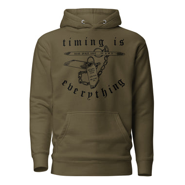 Timing is Everything Hoodie — Syanide & Sabotage, Tactical Streetwear & Veteran Tattoo Lifestyle Apparel | Custom Graphic Image 1